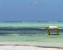 S03_0044 Pootje baden tijdens vloed. In de verte het koraalrif dat het strand beschermd.